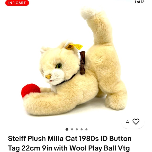 Steiff Plush Milla Cat 1980s ID Button - Picture 7 of 7